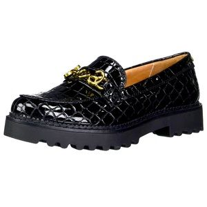 Black Loafers with Gold Detail